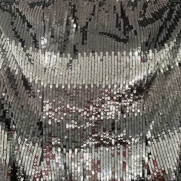 ABS Allen Schwartz Silver Sequin Strapless Dress - Picture 3 of 8